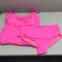 Aqua Eve Women Two Piece Plus Size Tankini Strapless Bathing Suits Bandeau Swimsuits with High Waisted Bottom (Hot Pink)
