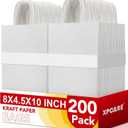 XPCARE 200Pack Paper Bags 8x4.5x10 Inch, Plain Medium Paper Bags with Handles Bulk, Kraft Paper Gift Bag, Retail Bag, Party Bag, Shopping Bag, Favor Bag (White)