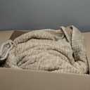 Puncuntex Flannel Fleece Throw Blanket Khaki 108"x90",Super Soft Plush Cozy Blanket with Square Grid Design Luxury for Couch Sofa Chair