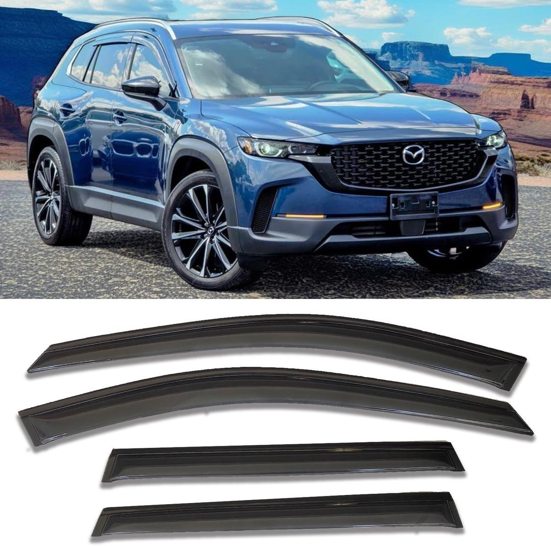 Side Car Window Visors Wind Deflectors Compatible with Mazda CX-50 2023-2024, CX50 Window Vent Guard Shade Sun Rain Guards SUV Accessories 4PC-Set Smoke Tinted