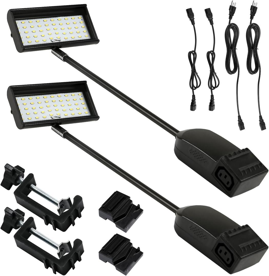 Trade Show Lights LED Display and Exhibit Arm Lighting, Connectable Tradeshow Lights Included Clamps, Mounting Brackets, Power Cables, Connect Cables (2pcs Black) (Black)