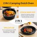 Velaze 10QT Camping Dutch Oven, Pre-Seasoned Cast Iron Camp Dutch Oven Pot with Lid, for Use in the Oven, on the Stove, Grill, or over the Campfire - Metal Handle, Lid Lifter, and Stand Support