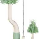 Silicone Bottle Brush Set with Stand, 360° Rotating Bottle Cleaning Brush Cleaner Set, Long Handle 3 in 1 Multipurpose Silicone Baby Bottle Straw Cleaner Brush (Green)