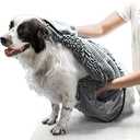 Tuff Pupper Quick Dry Towel for Dogs | Ultra Absorbent Microfiber Shammy | Extra Large 35x15 Size Dog Bath Towel | Comfortable Hand Pockets | Indoor Outdoor Use | Durable Material | Machine Washable
