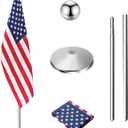 Indoor Flag Pole Kit with Weighted & Thickened Base 6-8FT,Stainless Steel Commercial Indoor Flagpole for Office School City Hall,Heavy Duty Indoor Telescoping Flag Pole,Silver 1 Pack