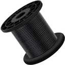 304 Stainless Steel Wire Rope Cable, Black Vinyl Coated - Outdoor Light Guide Wire for String Lights, Clotheslines - 1/16 Inch Overmolded to 3/32 Inch, 100ft