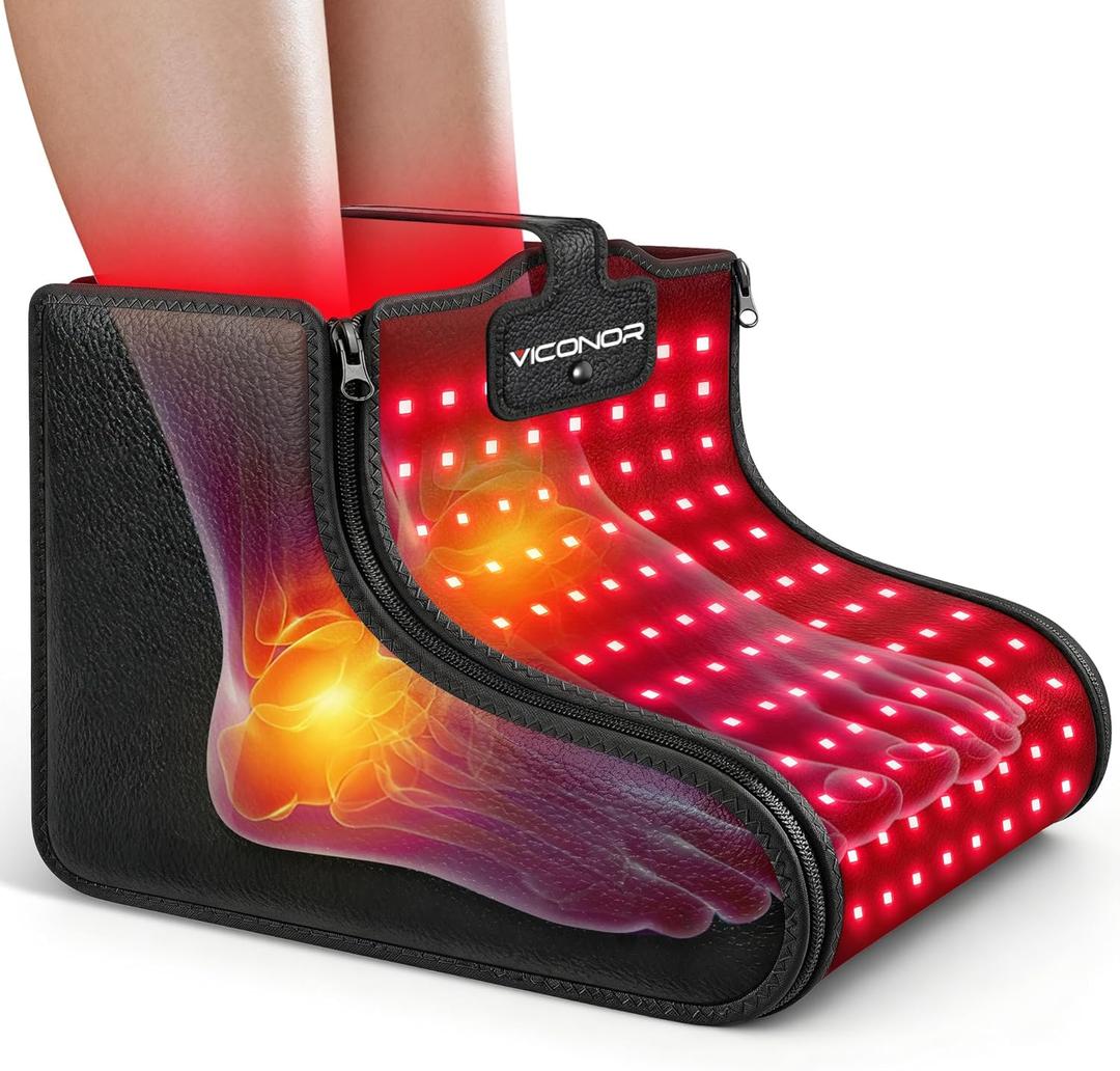 Viconor Red Light Therapy for Feet, Red Light Therapy Shoe Wraps for Feet and Ankle Neuropathy Relief - Portable Infrared Light Therapy Device for Foot & Ankle, Zipper Removable Adjustable Timer