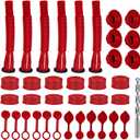 Gas Can Spout Replacement,6-Pack Gas Can Nozzle Old Style with Flexible Hose for Most 1/2/5/10 Gallon Oil Cans-Gas Tank Cap,Included Sealing Rubber Ring,Nozzle/Base Cap(RED)