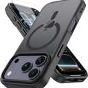 PinLiSheng Magnetic for iPhone 17 Pro Max Case with 1 Screen Protector [Mil-Grade Drop Protection] [Compatible with Magsafe] Shockproof Slim Translucent Matte Protective Phone Case, Black