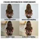 7JHH WIGS 28IN Brown Ombre Pink Long Wavy Bangs Wigs Natural Mixed Two Tone Heat Resistant Synthetic Fiber Women Curly Wigs for Christmas Daily Party Daily Used