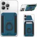 For Magsafe Wallet with Grip, 6-Card Holder, Stronger Magnetic Card Wallet Holder for iPhone 17/16/15, iPhone 14/13/12 Series, Leather Magnetic Phone Wallet with Privacy Flap, RFID Blocking, Blue