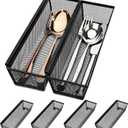 Smgmg Silverware Drawer Organizer, Silverware Organizer for Drawer, 6 Pack Utensil Organizer for Kitchen Drawers, Kitchen Drawer Organizer for Large Utensils with Interlocking Arm (9.6 * 3 * 2 inch) (Black)