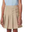 French Toast Girls' Adjustable Waist Pleated-Front Two-Tab Scooter Skirt (XL, Beige)