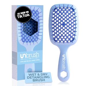 FHI Heat UNbrush Detangling Brush for Pain-Free Brushing on All Wet or Dry Hair Types  Durable DuoFlex Anti-Static Bristles, Lightweight Handle, Vented Hair Brush (1 Count (Pack of 1), Periwinkle Light Blue)