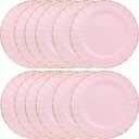 Omuriko Pink Chargers Plates Set of 12, Plastic Decorative Charge Plates for Dinner, Table Setting, Holiday, Thanksgivng, Christmas