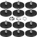 DIYMAG 12Pcs Rubber Coated Magnets, Adhesive Power 30LBS Anti-Scratch Neodymium Large Magnet Base with M5 Threaded Magnet with Bolts and Nuts, Strong Magnets Hold for Light Bar, Mirror, Camera, PTZ