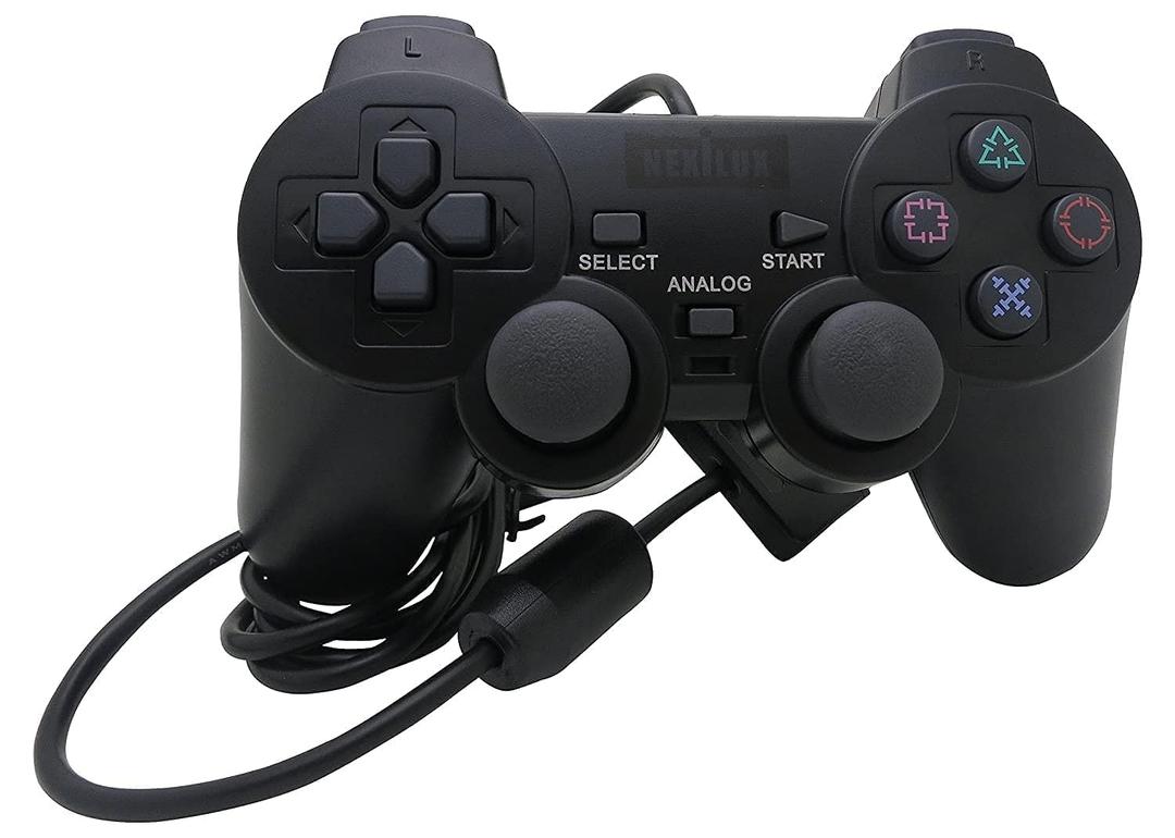 NEXiLUX PS2 Controller Compatible with Sony Playstation 2 & Ps1 / Psone, Black