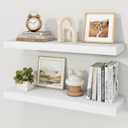 30" White Floating Shelves Wood Wall Shelf, White Color, Set of 2, 30" W x 9.3" D
