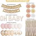 Ouddy Party Champagne Gold Boho Baby Shower Decorations for Girl with Welcome Baby Banner Dusty Pink White Nude Foil Balloons Fringe Curtain Paper Pom Poms for Baby Shower Gender Reveal Party Supplies