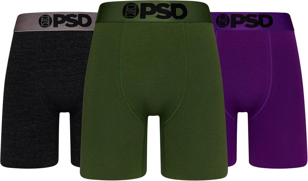 PSD Underwear Mens Boxer Briefs - 3 Pack Cotton Boxer Briefs, Standard Length, Soft & Breathable Boxer Briefs for Men (Medium)