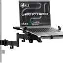 WALI Laptop Pole Mount, Adjustable Laptop Arm Holder Fits 10"-15.6" Laptops, 2-in-1 Full Motion Monitor Mount with Removable Tray, VESA 75x75 or 100x100 mm, Holds up to 15.4lbs(011ARMLPN), Black
