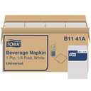 Tork White Beverage Napkin, 1/4 Fold 1-ply, 9.4" x 9.4", 8 x 500 napkins, B1141A