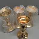 Set of 4 Gold Metal Pillar Candle Holders, Wedding Centerpieces Candlestick Holders for 2 inches Candles Stand Decoration Ideal for Weddings, Special Events, Parties