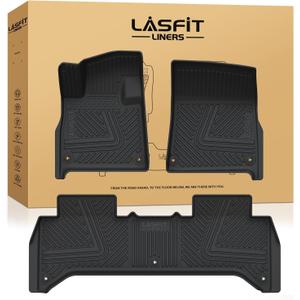 LASFIT Floor Mats for Rivian R1T 2025 2026, All Weather Floor Liner TPE Custom Fit Car Mats for Rivian R1T 1st & 2nd Row Rubber Mats, Black,Tasteless, Durable and Easy to Clean