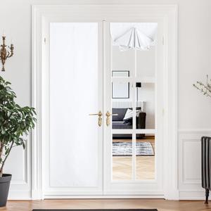 NICETOWN Pure White French Door Curtains, Room Darkening 30 X 72 Inch Blackout French Door Shades, Thermal Insulated Roll Up Shades Window Coverings, 1 Panel