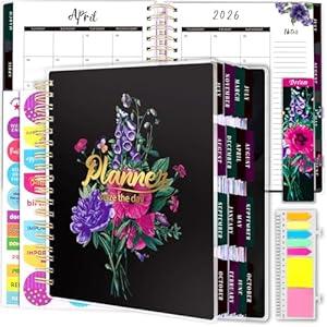 Planner 2025-2026, 18 Months Large Academic Daily Weekly Monthly Planner Organizer, July. 2025 - Dec. 2026, 8.5x9.8" Agenda with Page Tabs, Separator Page, Pocket Folder, Bookmark, Stickers & Sticky Note Set
