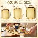 3 Pack Metal Serving Trays with Handles, Decorative Floral Platter Trays for Coffee Tea, Food, Dessert, Jewelry, for Buffet Wedding Party Kitchen Home Decor(Lovely,Silver, Gold)