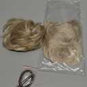 SARLA 2PCS Messy Hair Bun Hair Pieces Wavy Curly Synthetic Updo Fake Scrunchies Ponytail Extension for Women Cream Blonde