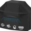 iCOVER Grill Cover 82 Inch, BBQ Grill Cover for Outdoor Grill, 600D Heavy-Duty Waterproof BBQ Cover, Large Barbecue Gas Grill Covers for Weber, Charbroil, Brinkmann, Nexgrill and More, Black