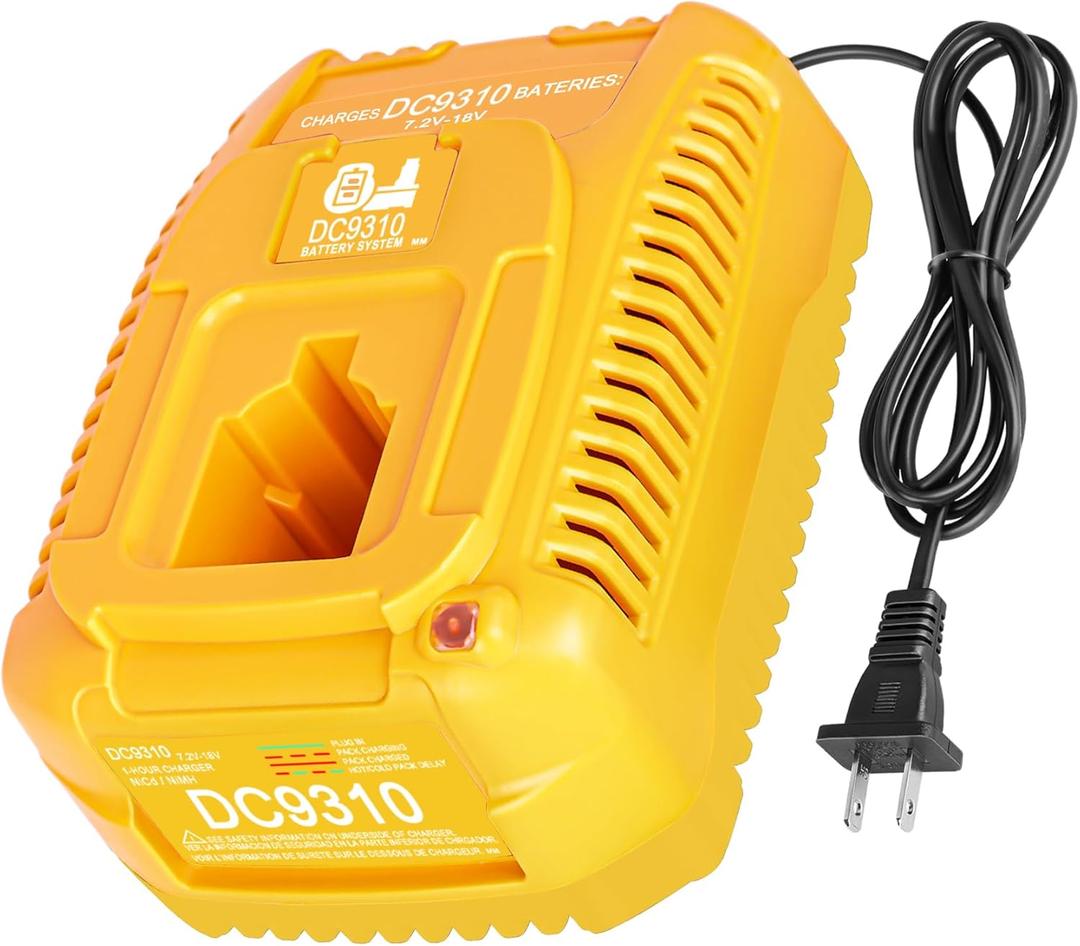 KUNLUN DC9310 18-Volt XRP Fast Charger Replacement Compatible for Dewalt 18V Battery Charger DW9116 for 7.2V-18V NiCD/NiMH Batteries DC9096 DC9098 DC9099(NOT for Li-ion Battery)