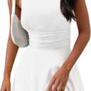 MEROKEETY Women's 2026 Summer Sleeveless Ruffle Mini Dresses | Pleated Ruched Waist, Cute Short Dress, Party Cocktail Dresses, Graduation Dresses 2026, Flowy Hem (White, L)