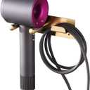 Hair Dryer Holder, Self Adhesive Blow Dryer Holder, Stainless Steel Hair Dryer Stand, Hair Dryer Holder Wall Mounted Compatible with Dyson Blow Dryer Gold