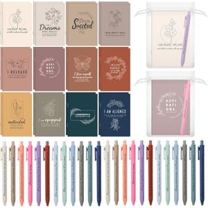 24 Set Motivational Pens Inspirational Journal Bulk Positive Affirmation Gift Small Bags Party Favors Adults Friendsgiving Gifts Coworker Gift Bulk Mini Gifts for Women Men Stress Relief Self Care