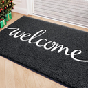 Welcome Door Mat Outdoor Indoor Non Slip Doormat Low-Profile Super Absorb Mud Easy to Clean Front Door Mats for Entrance,Patio,High Traffic Areas Black