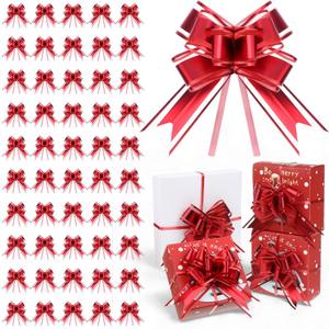 Geosar 200 Pieces 200 Pcs 3.5 Inch Valentine Mini Pull Bows for Gift Wrapping Valentine Bow Ribbon Butterfly for Holiday Wedding Birthday Presents Baskets Wrapping Decoration (Red)
