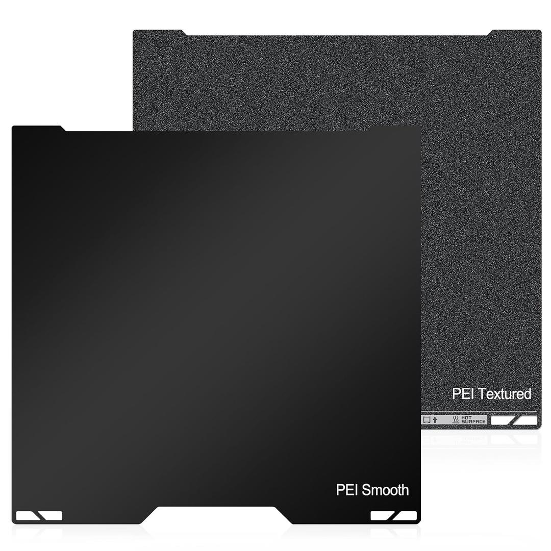 355x346mm Double-Sided PEI Build Plate for Bambu Lab H2S/H2D, Black Smooth & Textured Flexible Spring Steel Plate, PLA PLA+ TPU Low Temp Printing Bed