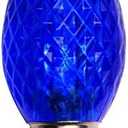 25 Pack C7 LED Replacement Christmas Light Bulbs Faceted LED Light Bulbs Commercial Grade E12 Candelabra Base Dimmable SMD LEDs Indoor and Outdoor Use (Blue)