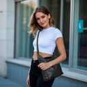 Shoulder Bag for Women Hobo Bags with Top Handle (Black)