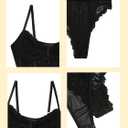 Milumia Women's Sexy Sheer Mesh Lace Bodysuit Spaghetti Strap Bustier Corset Tops Rave Party Club (Black, L)