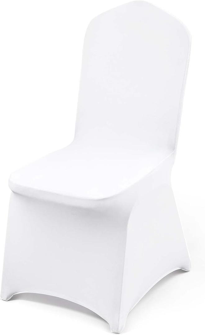 VEVOR 50 Pcs White Chair Covers Polyester Spandex Chair Cover Stretch Slipcovers for Wedding Party Dining Banquet Flat-Front Chair Covers, 20.08"D x 17.72"W x 37.4"H