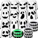 48 Pcs Halloween Goodie Candy Bags Glow in The Dark Ghost Silicone Wristband Halloween Trick or Treat Bags for Party Favors for Gift Wrapping Party Supplies