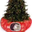 Cat Tunnel Bed for Indoor Cats, L Christmas Tree Skirts Washable Warm Soft Indoor Cat Donut Tunnel, Multifunctional Cat Interactive Playground Toys for Felines Pet Christmas Tree Decoration