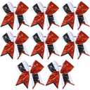 8 PCS Large Glitter Cheer Bows 8" Rhinestones Hair Bows Sparkly Cheerleading Softball Team Bow Hair Ponytail Holder Accessories for cheerleaders football Competition Sports- Red Black