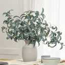 florisso Artificial Greenery Stems for Vase, 5 Pcs Tall Fake Plants Branches Faux Greenery Twigs Leaf for Indoor Home Office Vase Filler for centerpieces, Dark Green