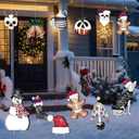 2 x 12 PCS Large Horror Christmas Decorations 3D Spooky Creepy Christmas Tree Picks Gingerbread Man Ghost Snow Prop Zombie Signs Lawn Outdoor Decor for Xmas Tree Topper Home School Office Vase Patio Dcor