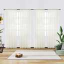 youleyar Solid Sheer Rod Pocket Curtain Voile Draperies 4 Panels Ivory Beige Black Grey Coffee 52 Inch Width 72 Inch Long 1 Pair for Kitchen Bedroom Children Living Room Yard(Ivory,52W72L)